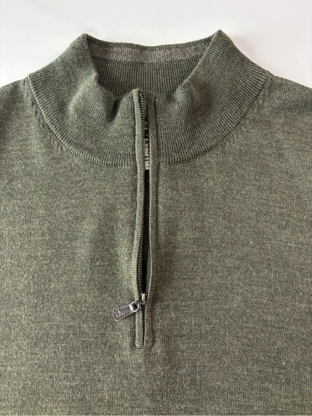 Joseph Abboud Olive Green Half-Zip Sweater 100% merino wool XXL